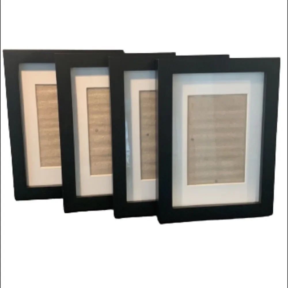 Set of 4 Black Wood Gallery Frames – 5x7 or 4x6 Modern Minimalist Display